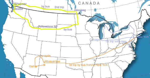 map of canada and usa with cities. Map of all trips in Canada/USA